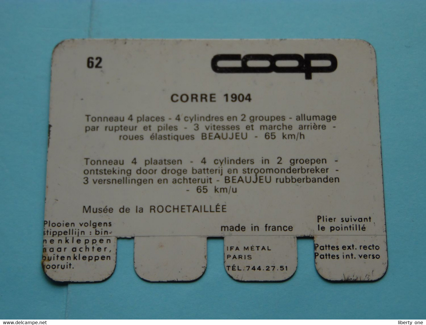 CORRE 1904 - Coll. N° 62 NL/FR ( Plaquette C O O P - Voir Photo - IFA Metal Paris ) ! - Tin Signs (vanaf 1961)