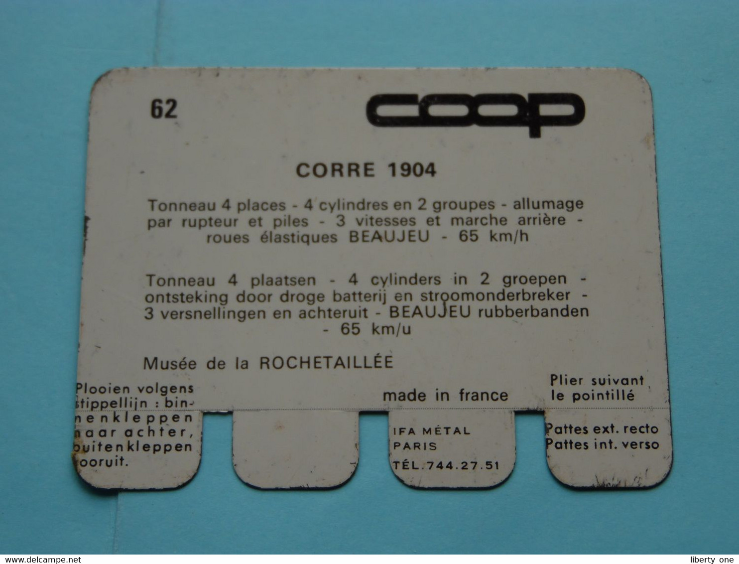 CORRE 1904 - Coll. N° 62 NL/FR ( Plaquette C O O P - Voir Photo - IFA Metal Paris ) ! - Plaques En Tôle (après 1960)