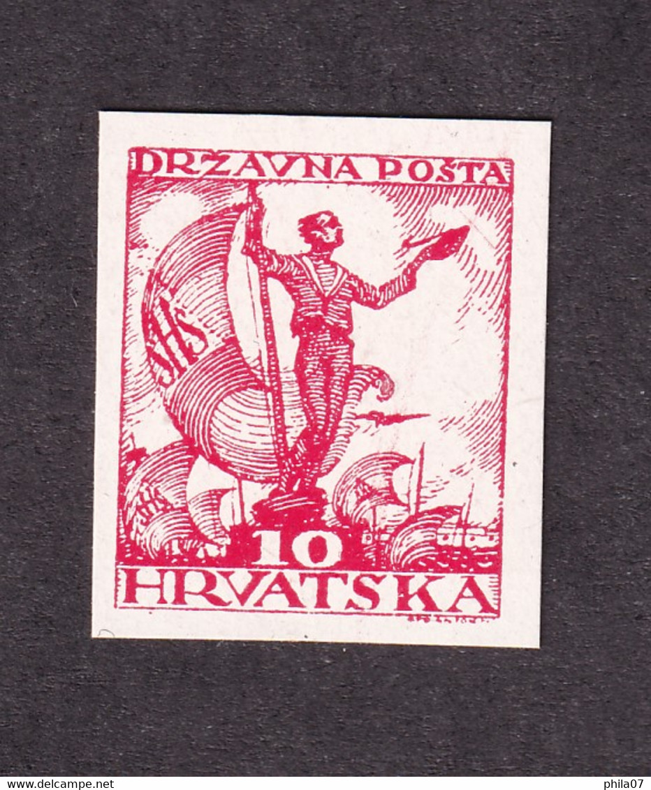 STATE OF SLOVENS, CROATS AND SERBS PS.No. 42 - Short Opinion Pervan - Imperforate Stamp Printed On Thick C ... / 3 Scans - Ungebraucht