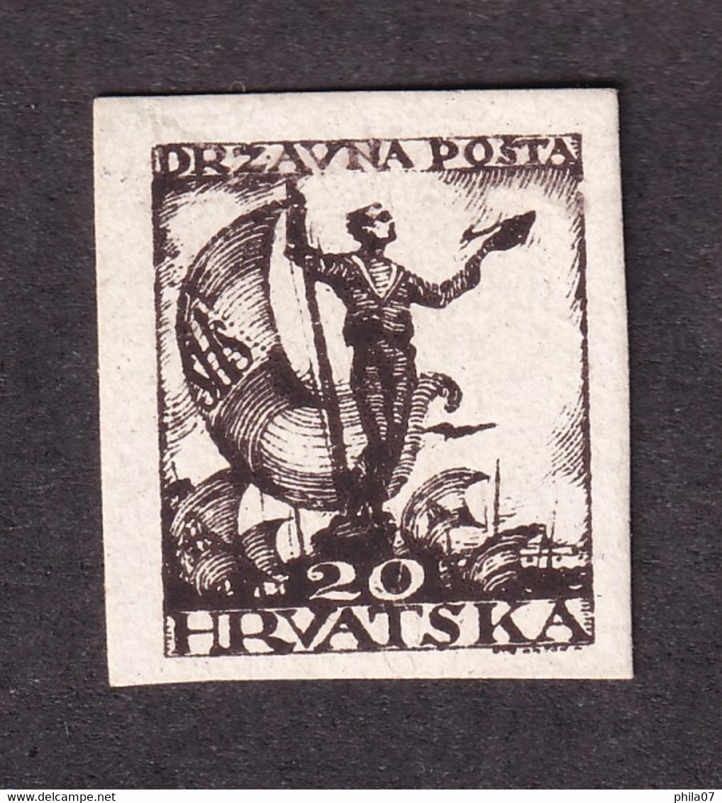 STATE OF SLOVENS, CROATS AND SERBS PS.No. 43 - Short Opinion Pervan - Trial Imperforate Print Of Plate III ... / 3 Scans - Neufs