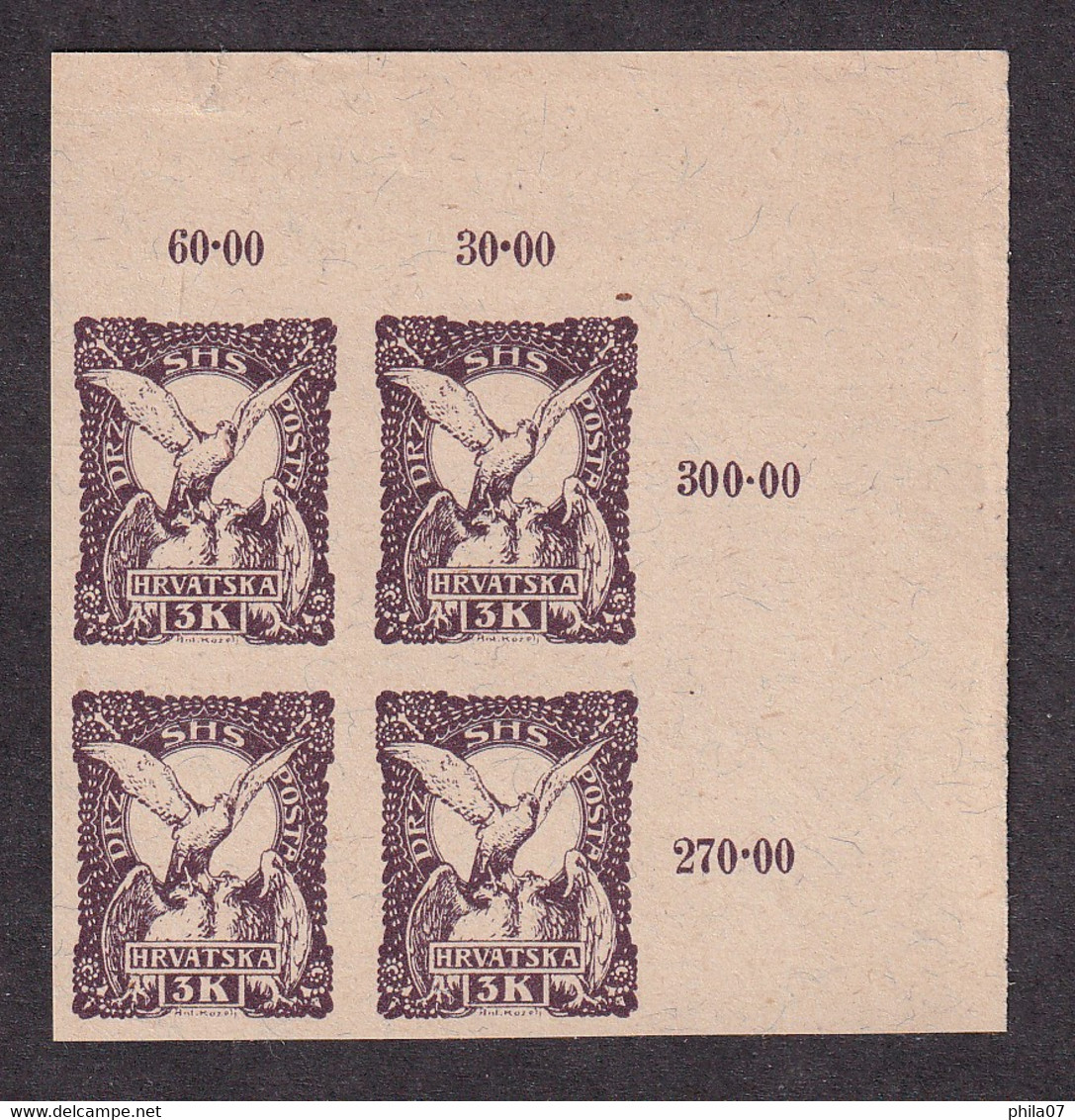 STATE OF SLOVENES, CROATS AND SERBS PS.No. 46 - Short Opinion Pervan - Imperforate Trial Print Of Stamp Of ... / 3 Scans - Ungebraucht