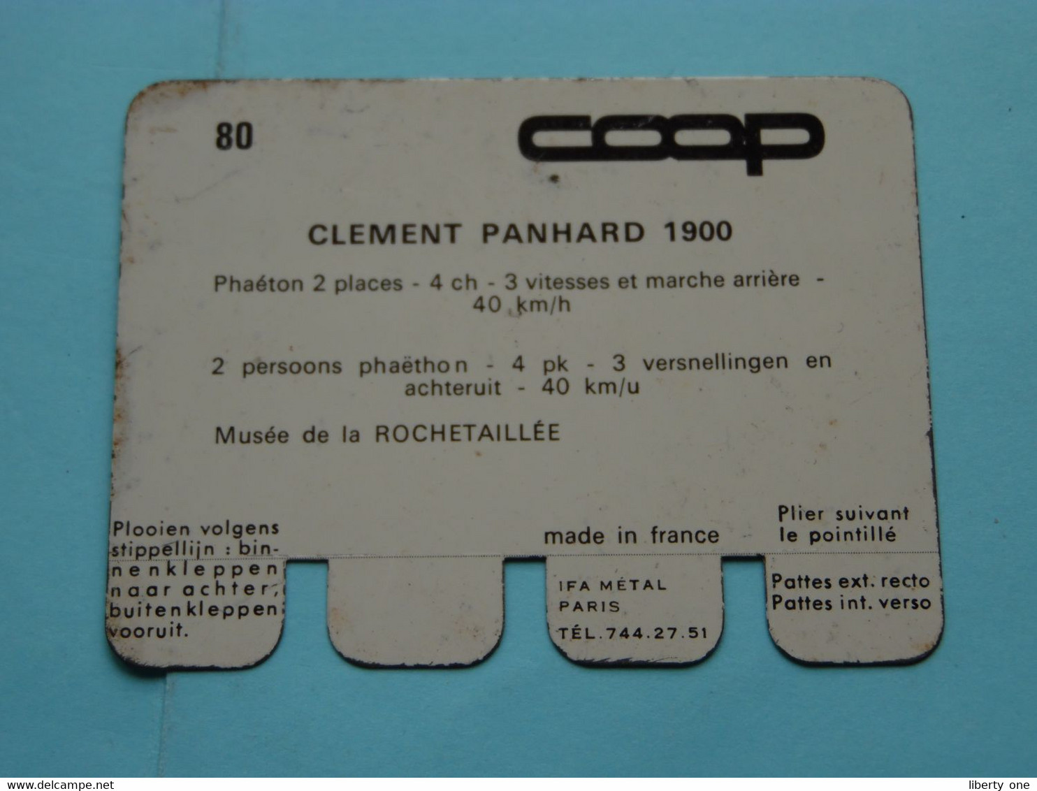 CLEMENT PANHARD 1900 - Coll. N° 80 NL/FR ( Plaquette C O O P - Voir Photo - IFA Metal Paris ) ! - Blechschilder (ab 1960)