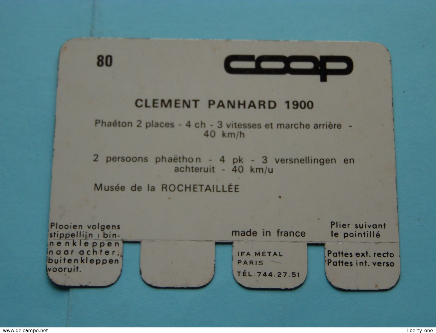 CLEMENT PANHARD 1900 - Coll. N° 80 NL/FR ( Plaquette C O O P - Voir Photo - IFA Metal Paris ) ! - Plaques En Tôle (après 1960)