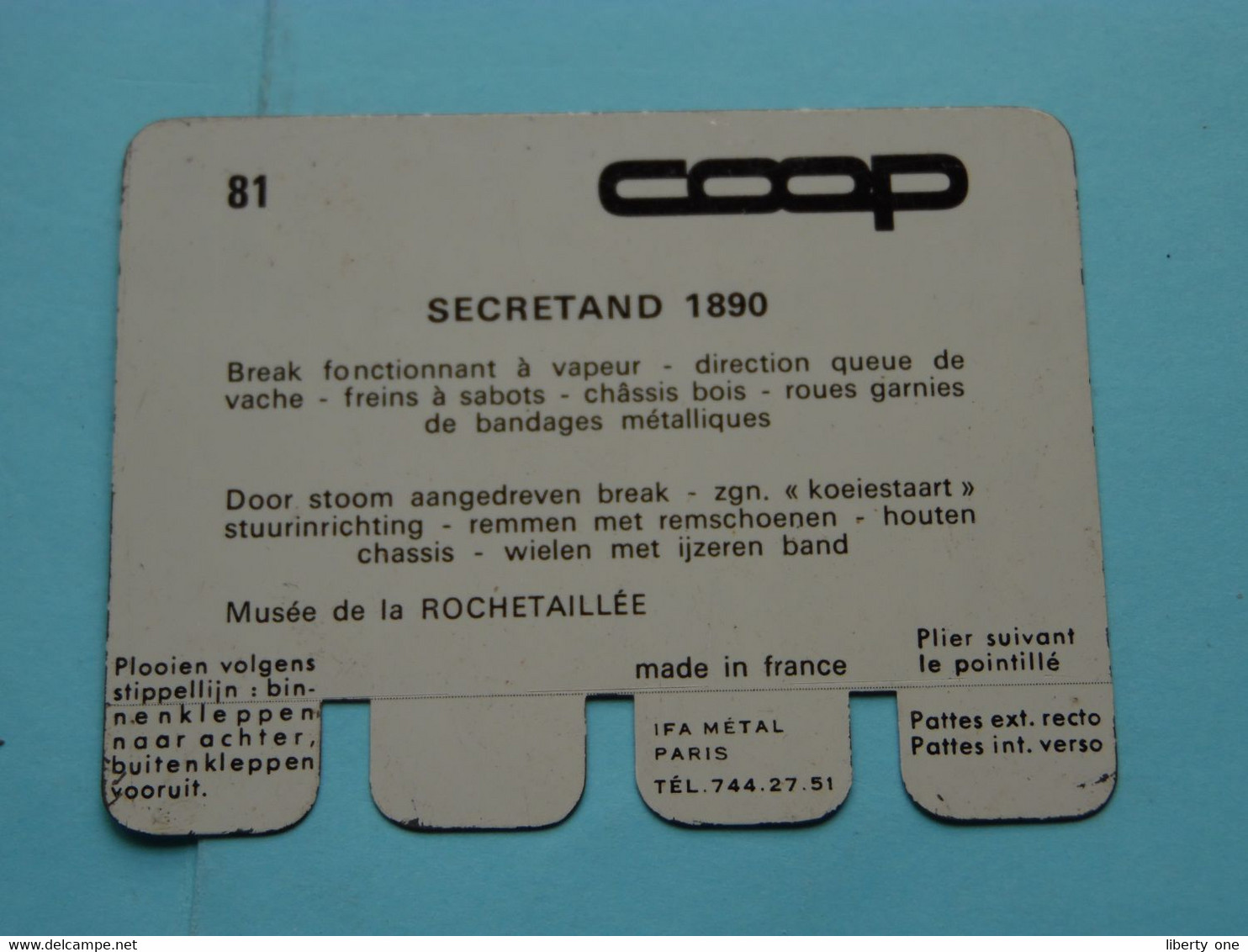 SECRETAND 1890 - Coll. N° 81 NL/FR ( Plaquette C O O P - Voir Photo - IFA Metal Paris ) ! - Plaques En Tôle (après 1960)