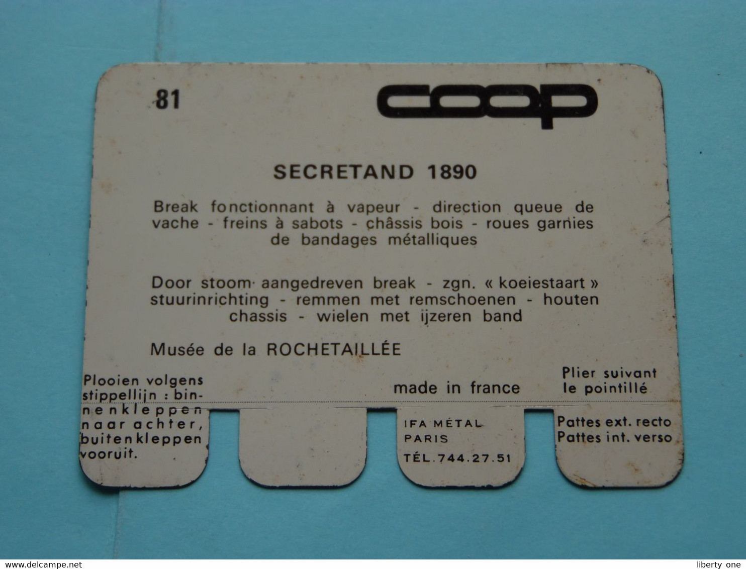 SECRETAND 1890 - Coll. N° 81 NL/FR ( Plaquette C O O P - Voir Photo - IFA Metal Paris ) ! - Plaques En Tôle (après 1960)