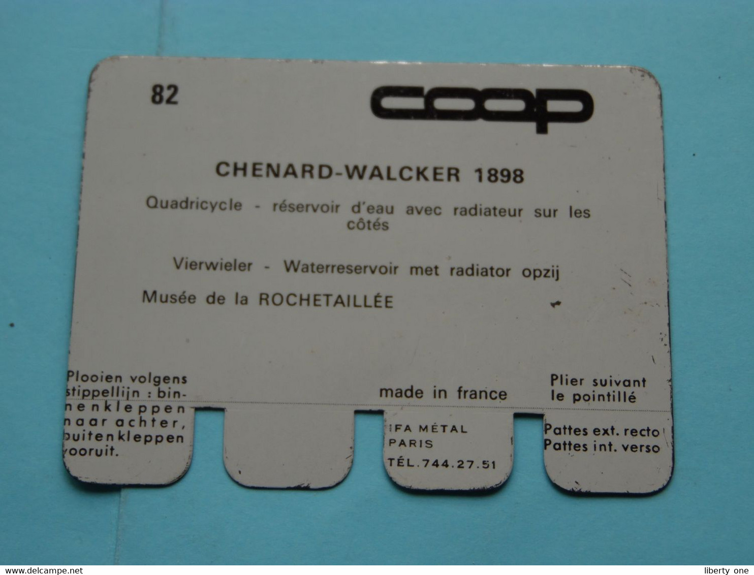 CHENARD-WALCKER 1898 - Coll. N° 82 NL/FR ( Plaquette C O O P - Voir Photo - IFA Metal Paris ) ! - Plaques En Tôle (après 1960)