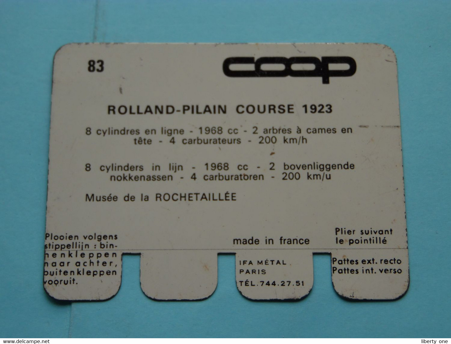 ROLLAND-PILAIN COURSE 1923 - Coll. N° 83 NL/FR ( Plaquette C O O P - Voir Photo - IFA Metal Paris ) ! - Plaques En Tôle (après 1960)