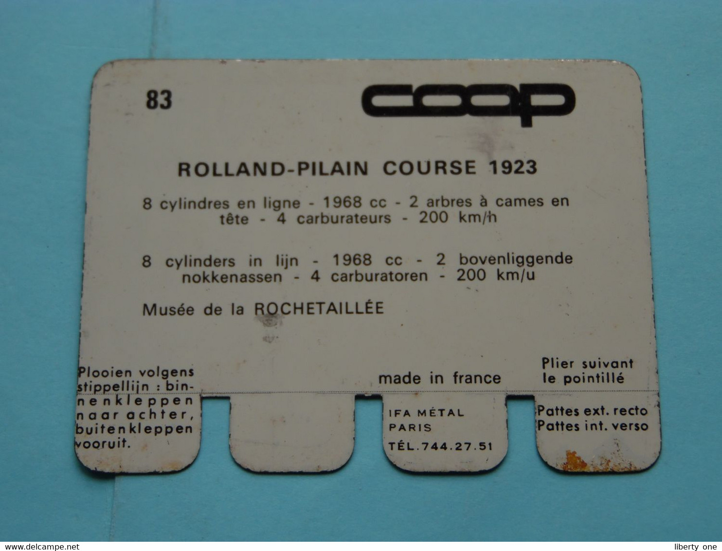 ROLLAND-PILAIN COURSE 1923 - Coll. N° 83 NL/FR ( Plaquette C O O P - Voir Photo - IFA Metal Paris ) ! - Plaques En Tôle (après 1960)