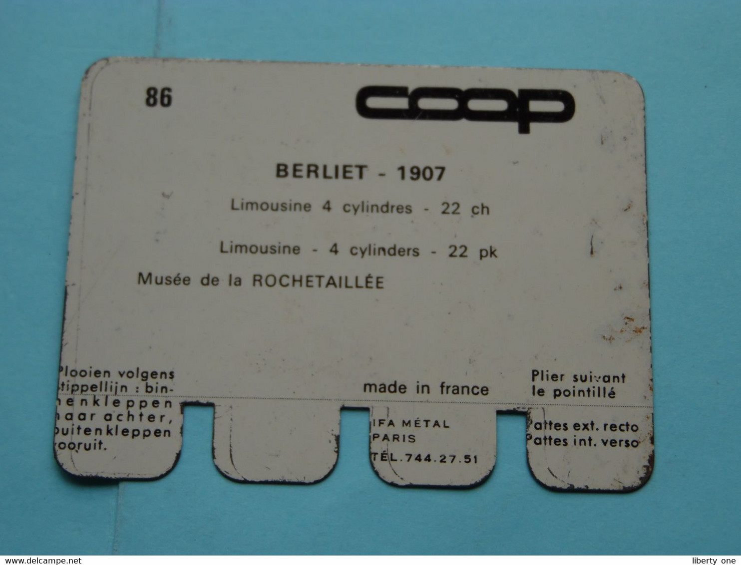 BERLIET 1907 - Coll. N° 86 NL/FR ( Plaquette C O O P - Voir Photo - IFA Metal Paris ) ! - Plaques En Tôle (après 1960)