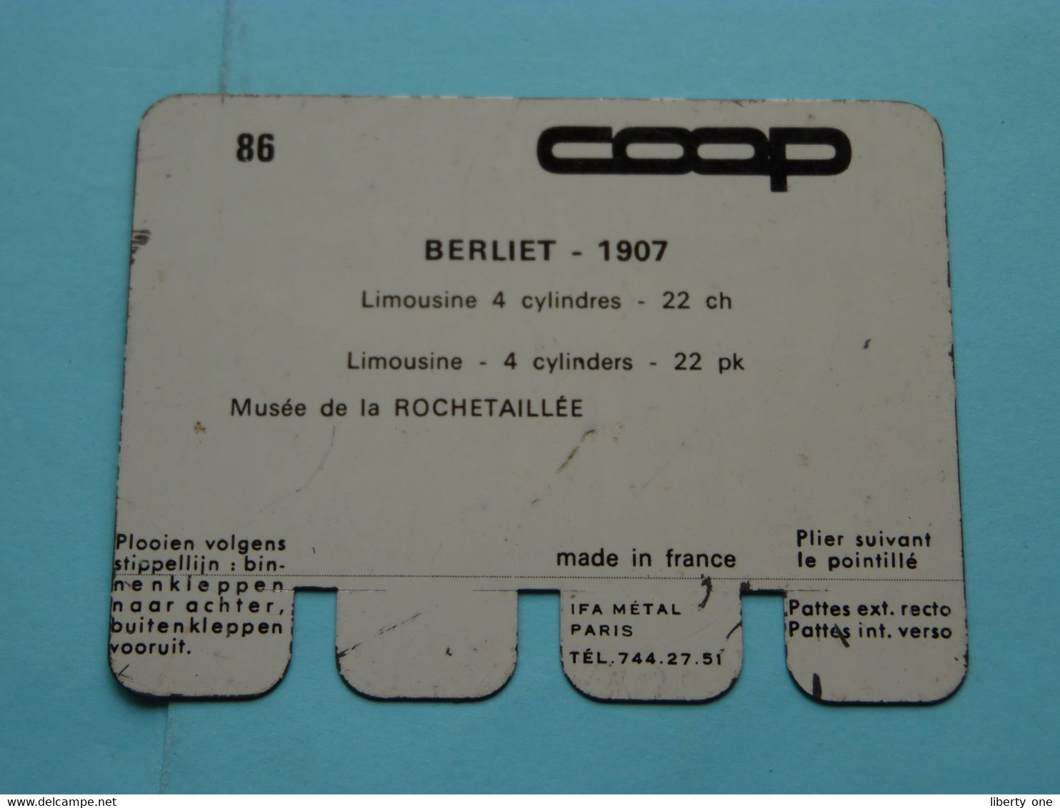 BERLIET 1907 - Coll. N° 86 NL/FR ( Plaquette C O O P - Voir Photo - IFA Metal Paris ) ! - Plaques En Tôle (après 1960)