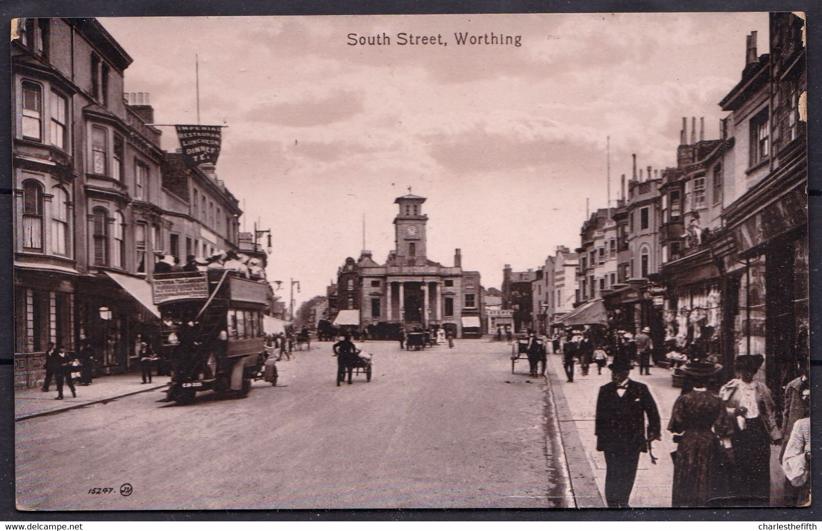 RARE ! VERY OLD CARD ** WORTHING SOUTH STREET WITH BUS ** - Worthing