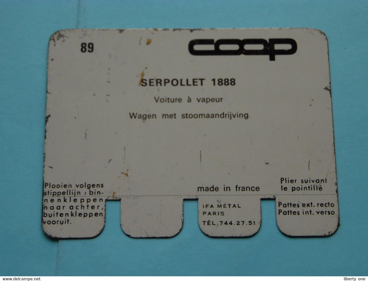 SERPOLLET 1888 - Coll. N° 89 NL/FR ( Plaquette C O O P - Voir Photo - IFA Metal Paris ) ! - Blechschilder (ab 1960)