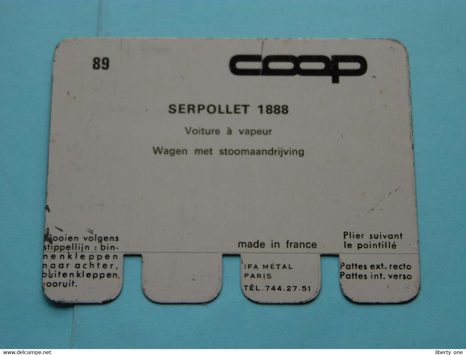 SERPOLLET 1888 - Coll. N° 89 NL/FR ( Plaquette C O O P - Voir Photo - IFA Metal Paris ) ! - Blechschilder (ab 1960)