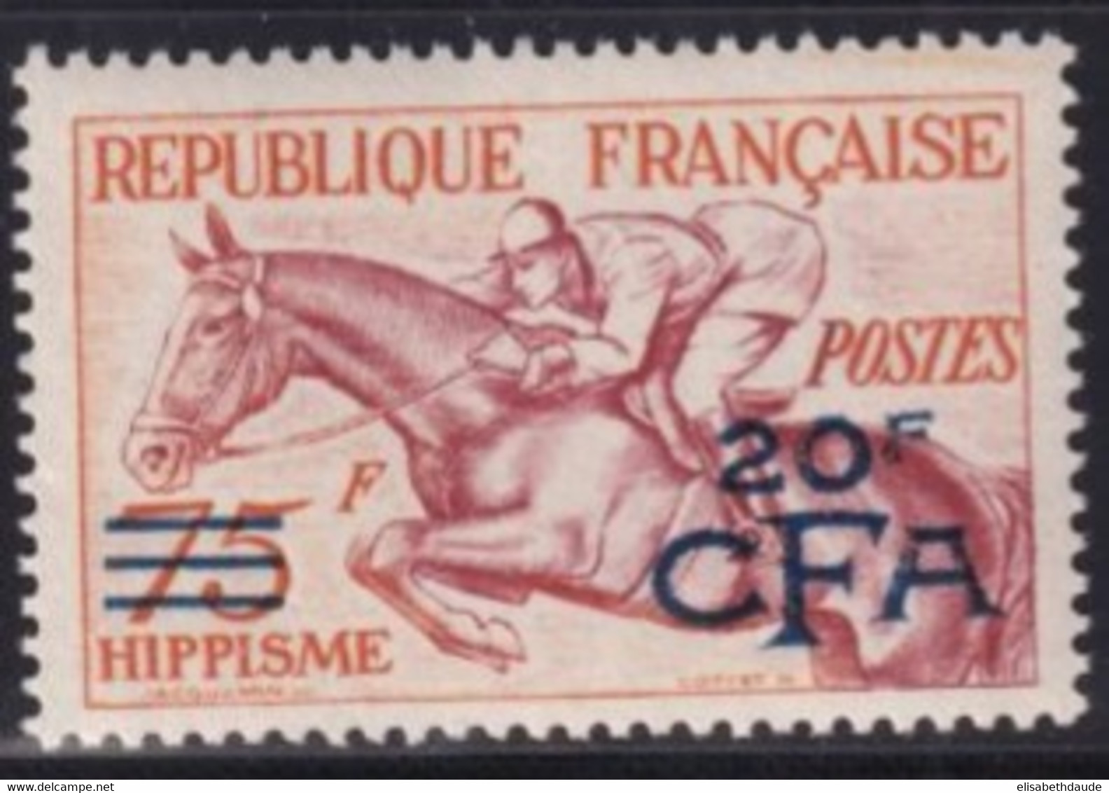 REUNION - 1953 - YVERT N°318 ** MNH - COTE 2022 = 95 EUROS - HIPPISME / CHEVAUX - Ungebraucht