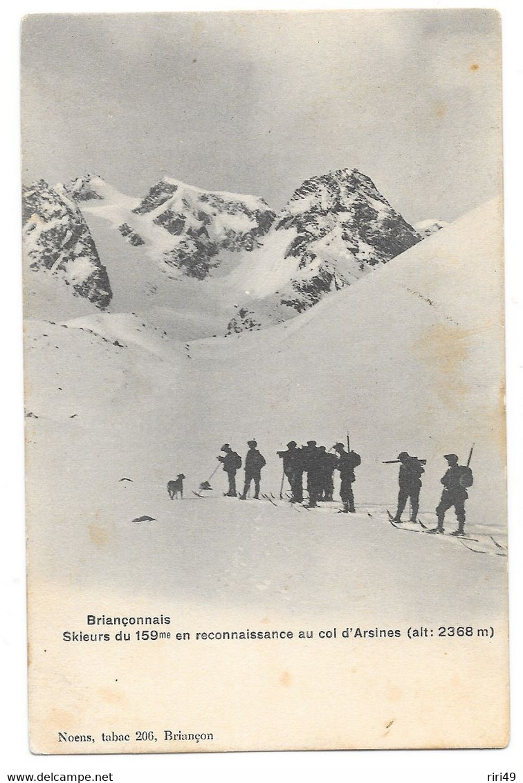 Cpa, Briançonnais, Skieurs Du 159eme, En Reconnaissance Au Col D'Arsines, Dos Simple Et Vierge (alt: 2368 M) - Maniobras