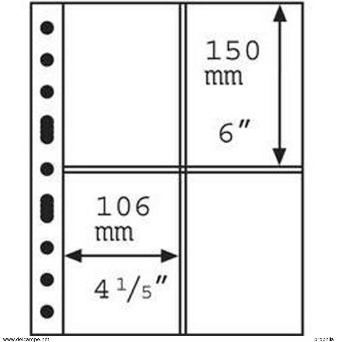 Kunststoffhüllen GRANDE, 4er Einteilung Für Postkarten, Schwarz - Clear Sleeves