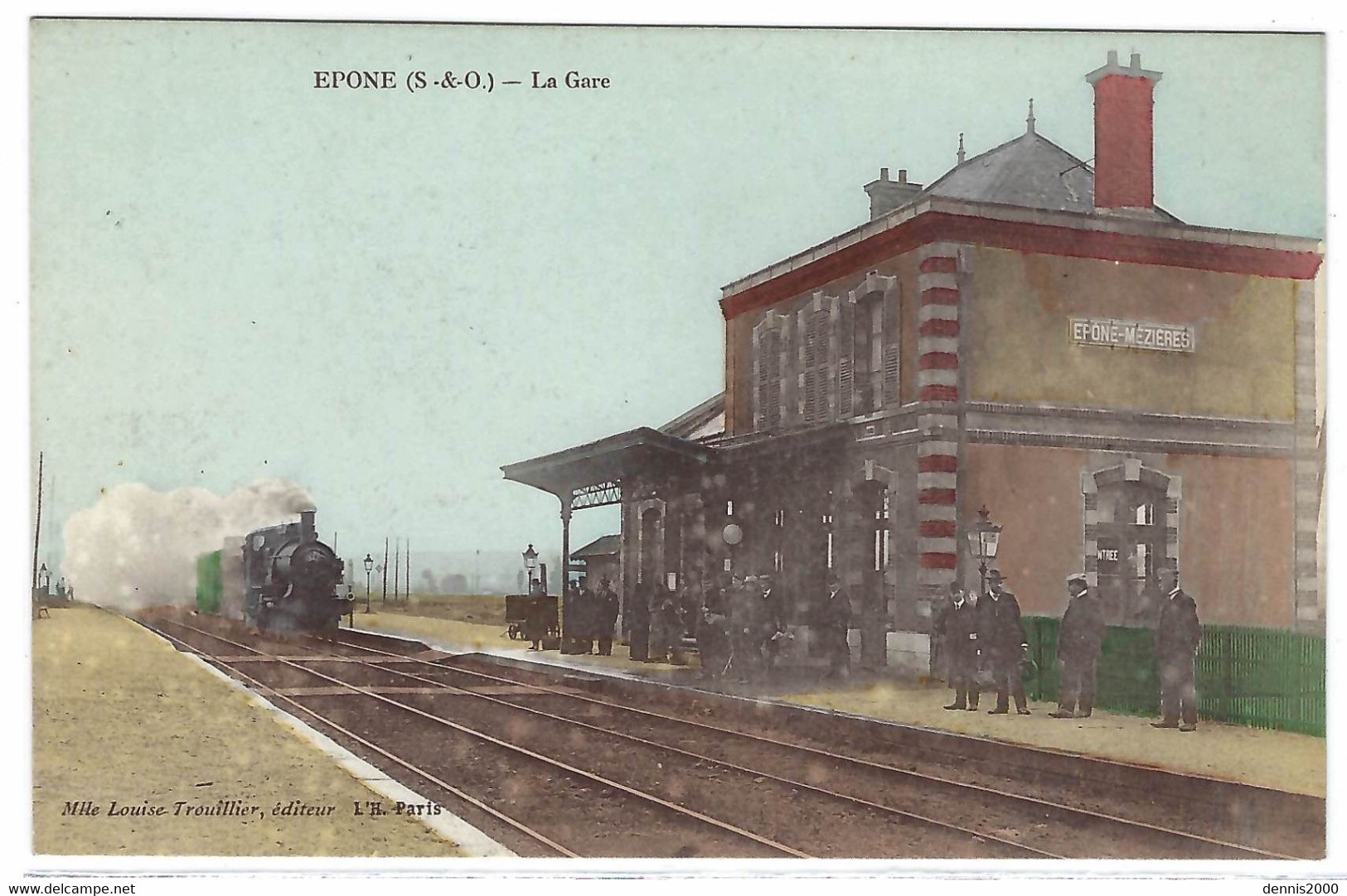 EPONE (78) - La Gare - TRAIN EN MARCHE - Ed. Mlle Louise Trouillier L' H., Paris - Epone