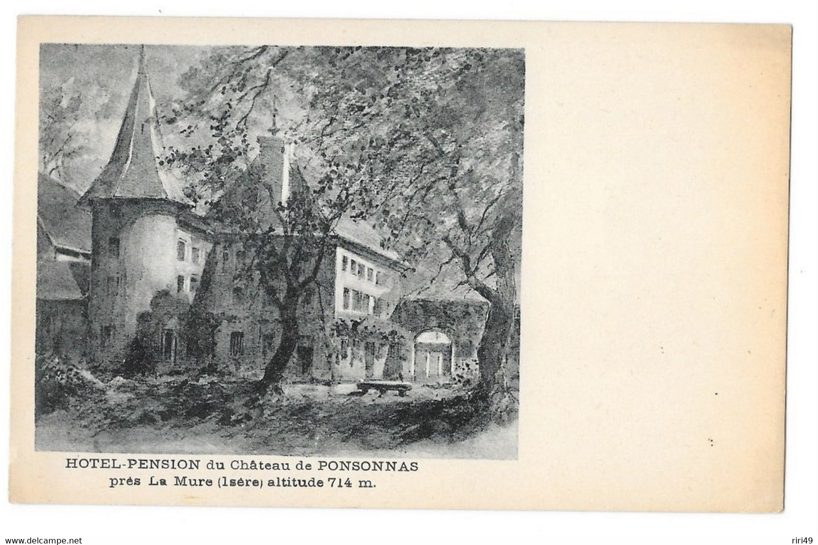 Cpa, 38 LA MURE  EN 1900 Hôtel-Pension, Du Château De Ponsonnas Prés LA MURE,38, DOS VIERGE Et Divisé - Other & Unclassified