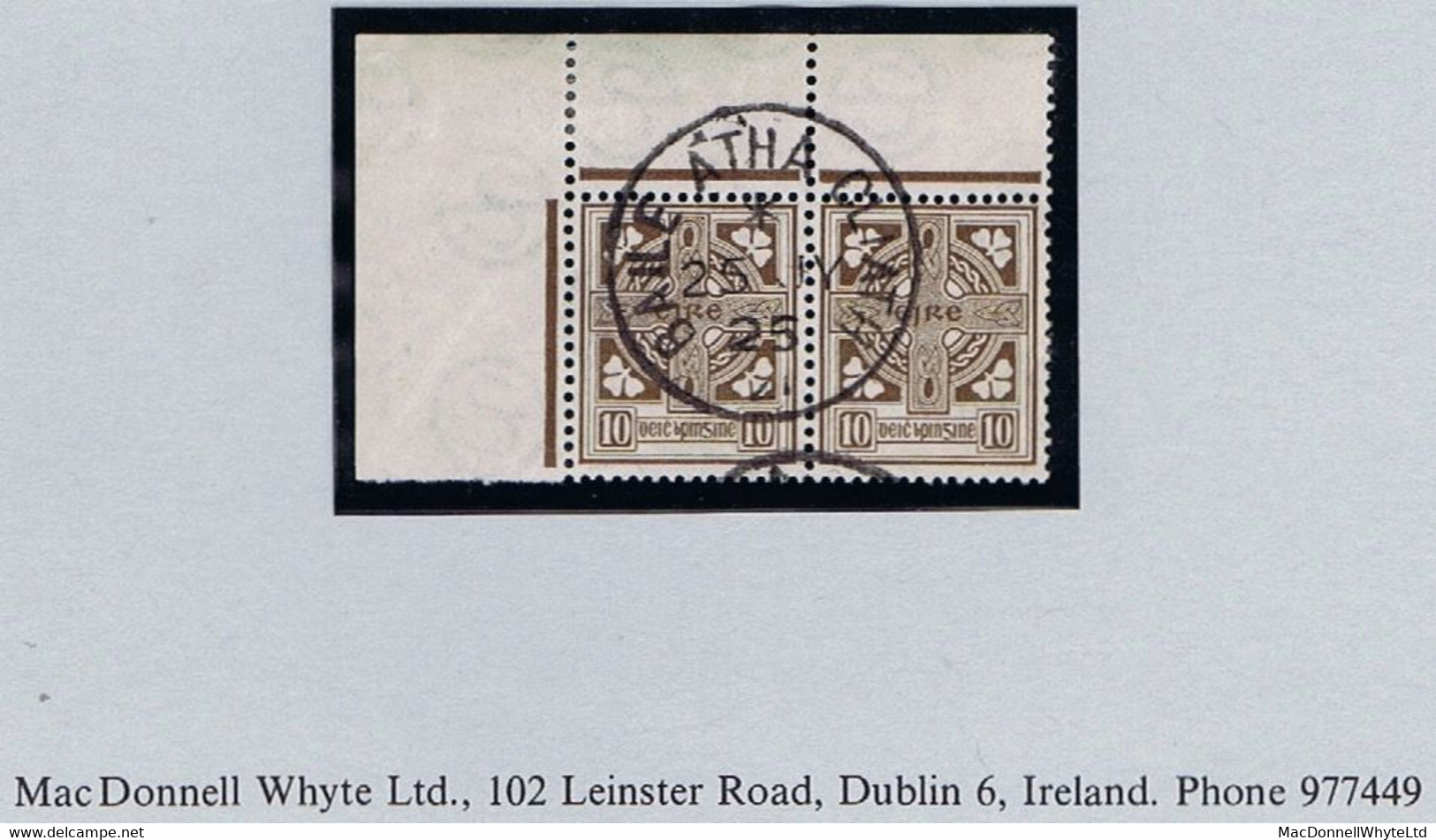 Ireland 1922-35 Watermark Se 10d Brown, Upper Left Corner Pair Brilliant Used, Neat Dublin Cds 25 JY 25 - Used Stamps