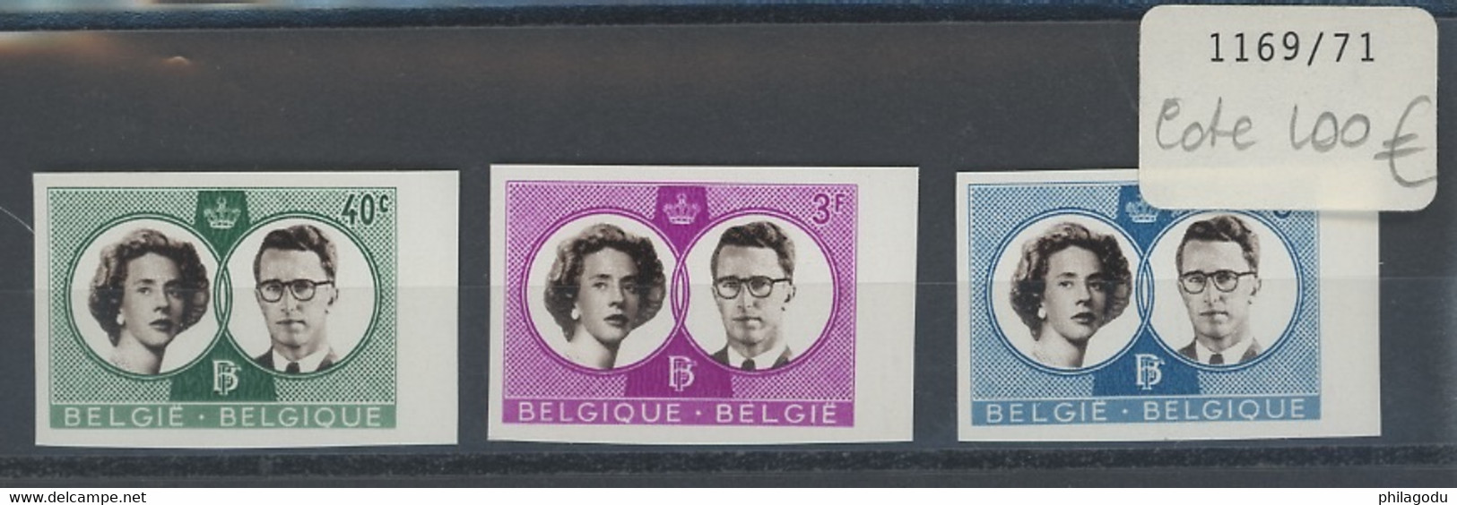 1169-1171. Mariage Royal 1960  Tirage 300 Ex Seulement **  Nr 103. On Reverse - 1941-1960