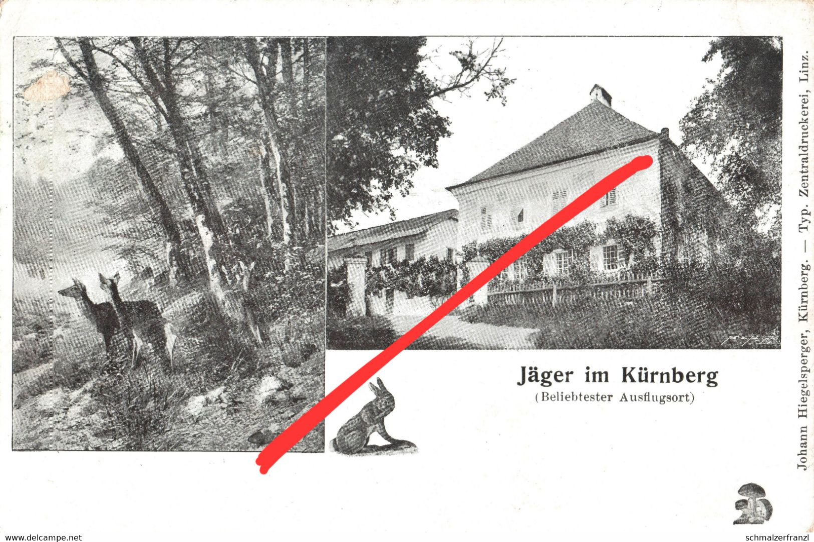 Litho AK Jäger Im Kürnberg Jagdhaus Gasthof Restaurant ? A Leonding Rufling Puchenau Holzheim Pasching Ottensheim Linz - Linz