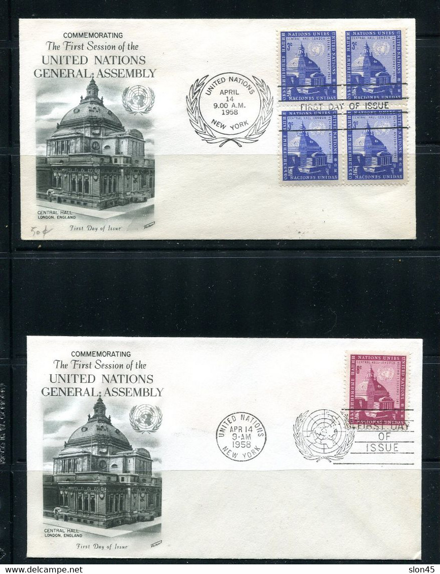 USA 1958 9 FDC Covers  New York Office In Blocks Of 4 (1 FDC Is Single Usage) 12670 - Cartas & Documentos