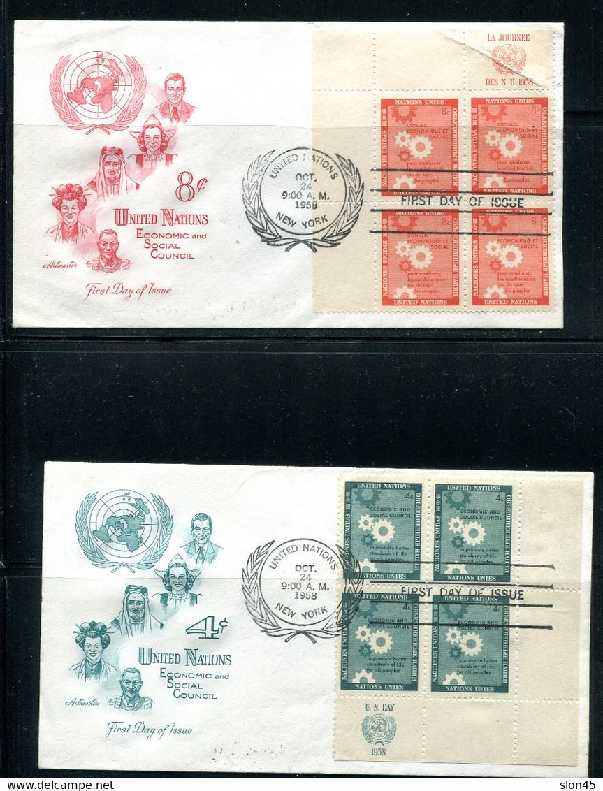 USA 1958 9 FDC Covers  New York Office In Blocks Of 4 (1 FDC Is Single Usage) 12670 - Brieven En Documenten