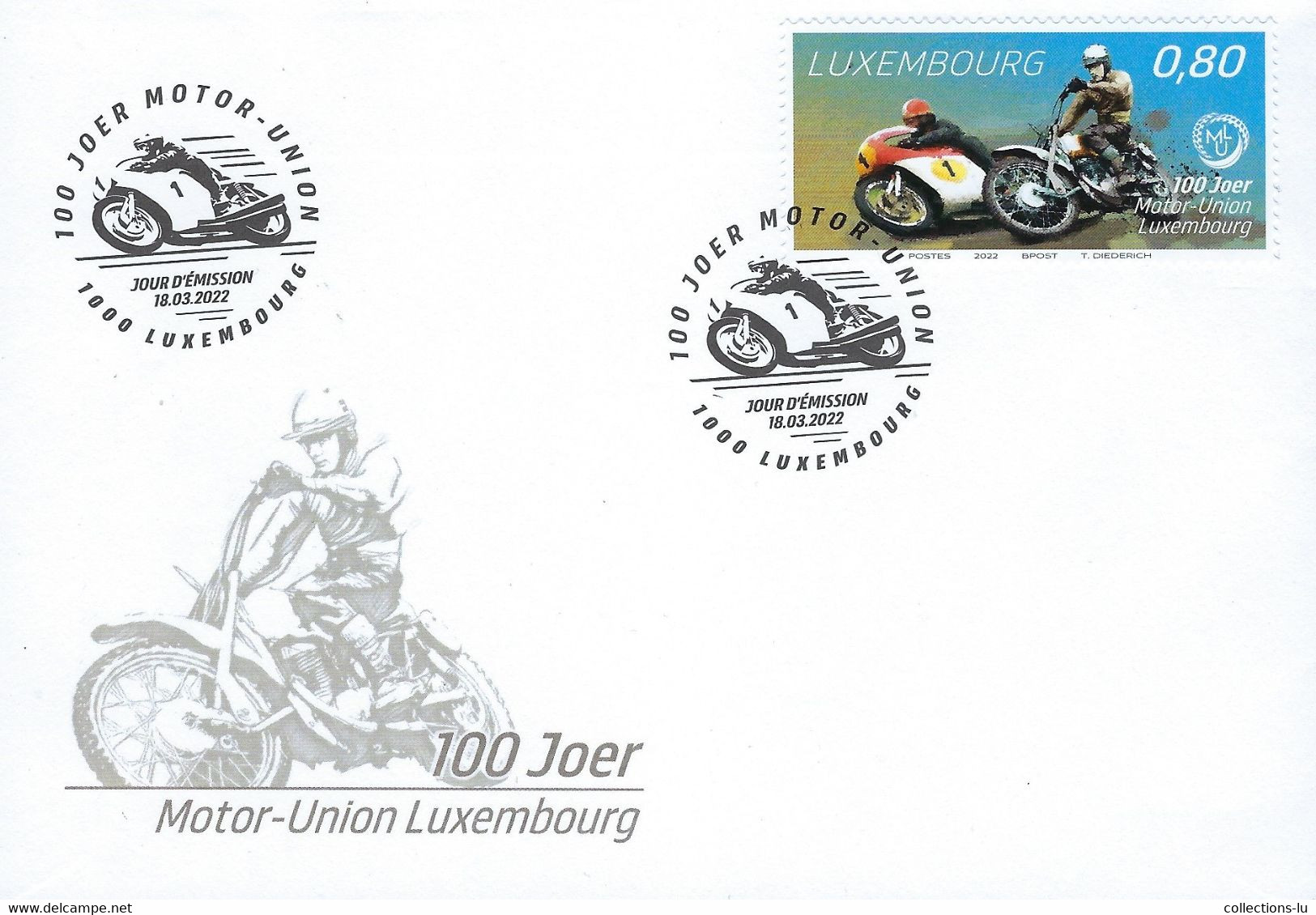 Luxembourg - Luxemburg  -   FDC 2022  100 Joer  Moto - Union - Luxembourg - FDC