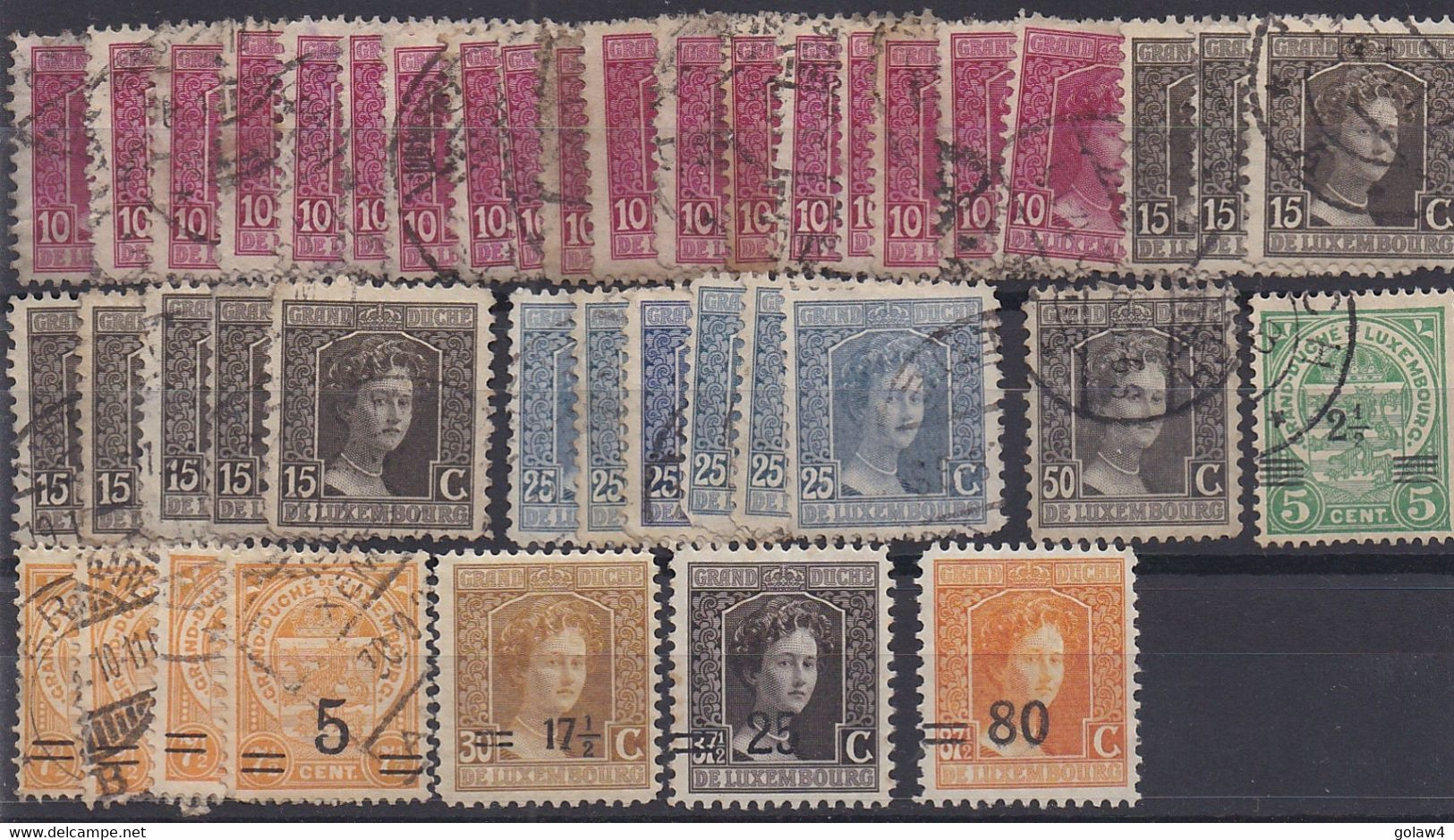 27974# LUXEMBOURG GRANDE DUCHESSE MARIE ADELAIDE LOT TIMBRES ** * & Obl De TTB à 2° CHOIX - 1914-24 Marie-Adélaïde