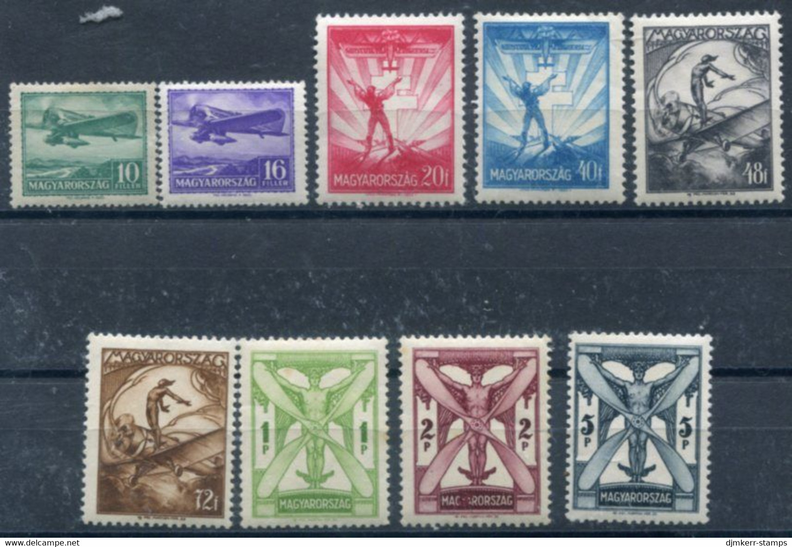 HUNGARY 1933 Airmail Definitive Set ** / *  Michel 502-10 - Neufs