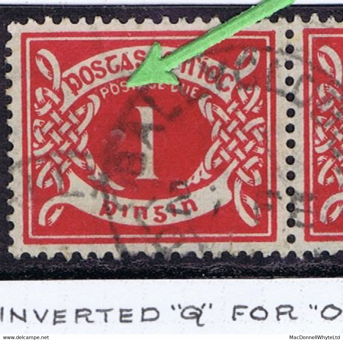Ireland Postage Dues Varieties Inc 1940-69 E 1d Inverted Q, 2d Aspirate Missing, 5d+8d Watermark Inverted - Timbres-taxe