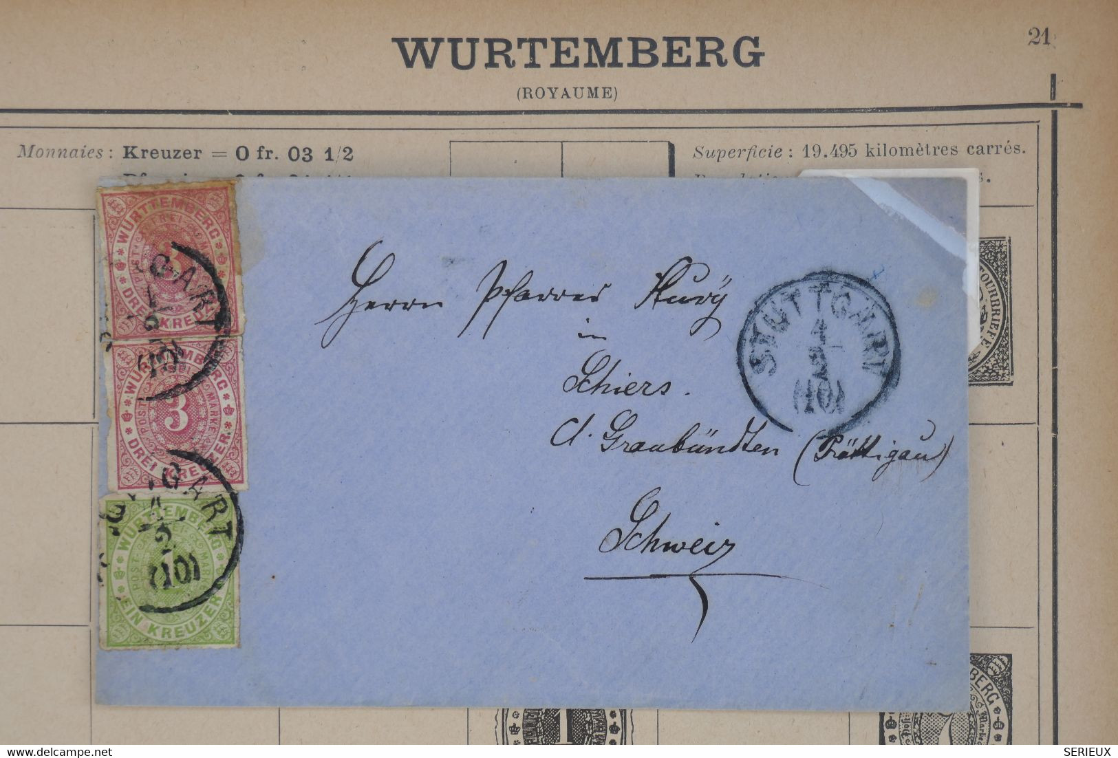 T5 WURTENBERG  BELLE LETTRE 1872  STUTTGART  PAR LANDOUART SCHWEIZ  POUR ?  ++ AFFRANCH. PLAISANT - Briefe U. Dokumente