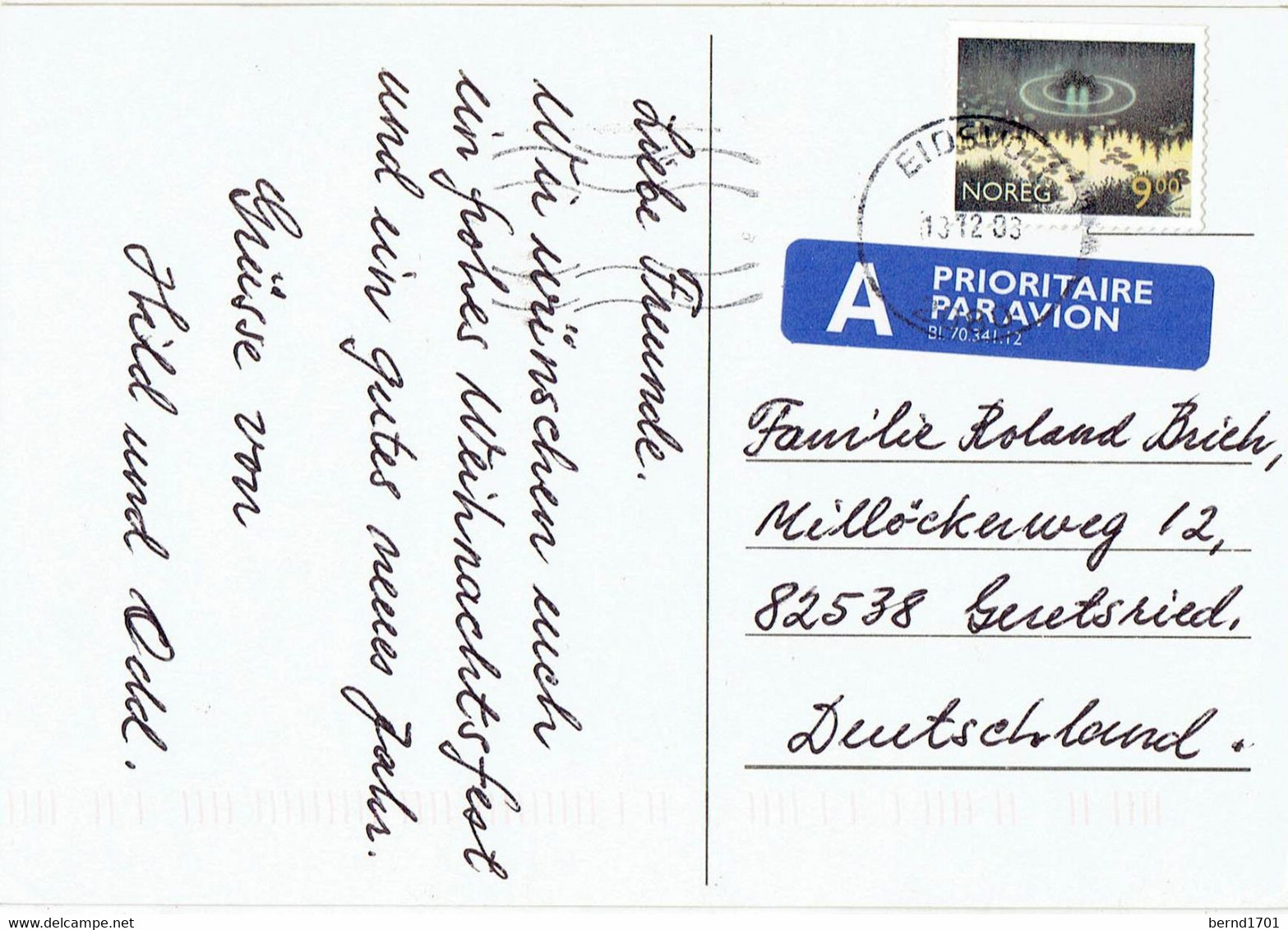 Norwegen / Norway - Postkarte Echt Gelaufen / Postcard Used (I1196) - Briefe U. Dokumente