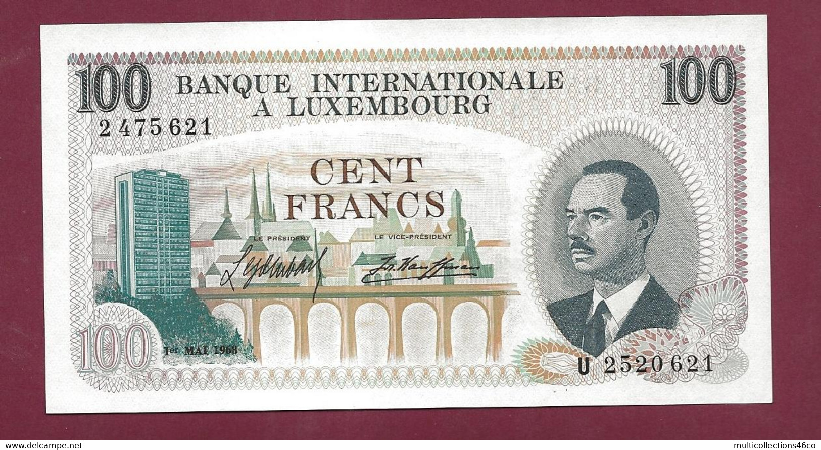 260322 - Billet BANQUE INTERNATIONALE A LUXEMBOURG 100 CENT FRANCS 1er Mai 1968 - NEUF - Lussemburgo