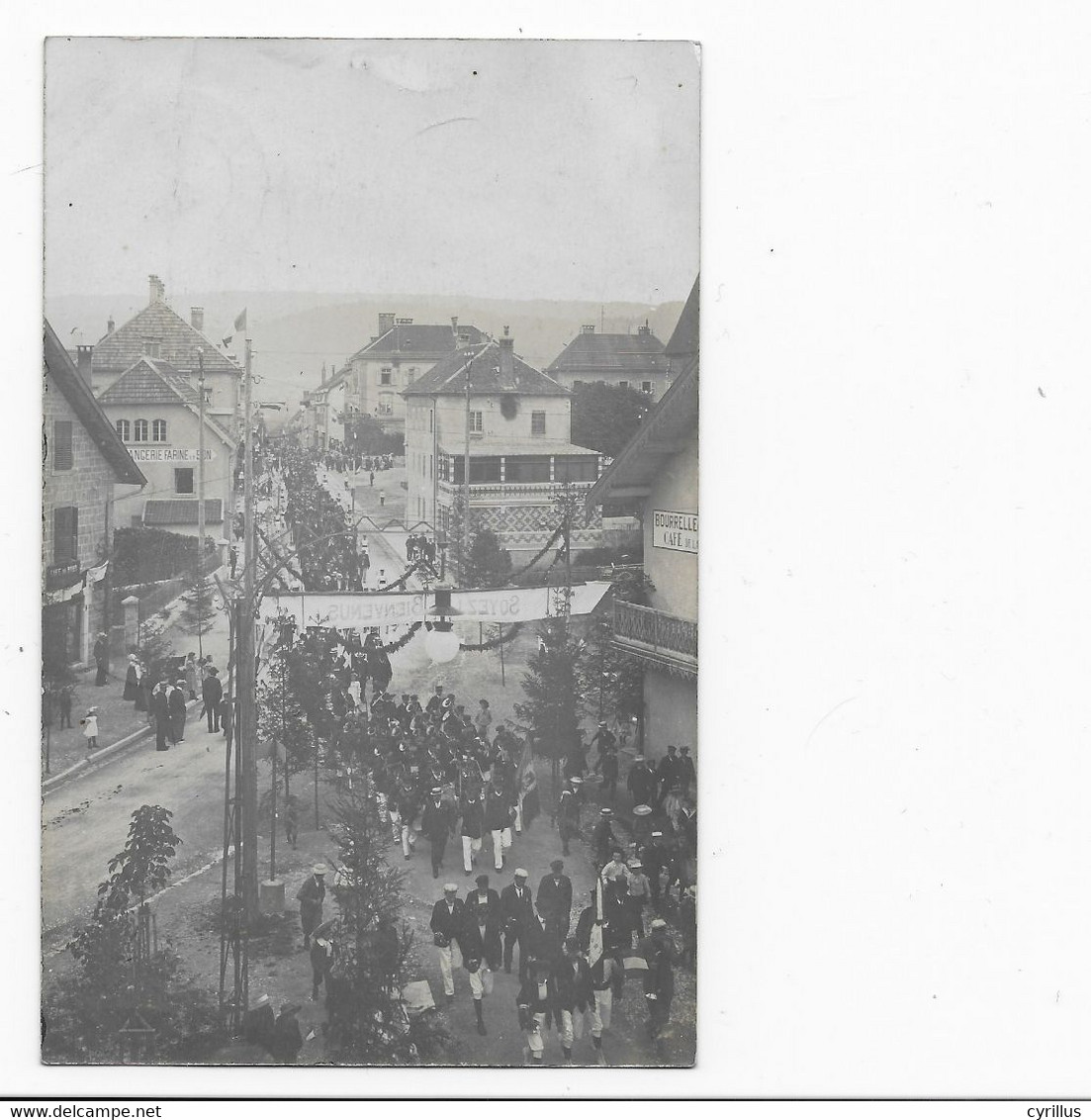 25 - CPA PHOTO  - MORTEAU - FETE Locale Avec Défilé Vue Du CAFE De La GUIMBARDE Et BOURRELLERIE - Other & Unclassified