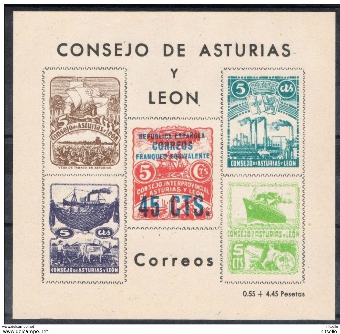 LOTE 1385  ///  CONSEJO DE ASTURIAS Y LEON  45 Ctos        ¡¡¡¡¡¡ LIQUIDATION !!!!!!! - Asturië & Leon