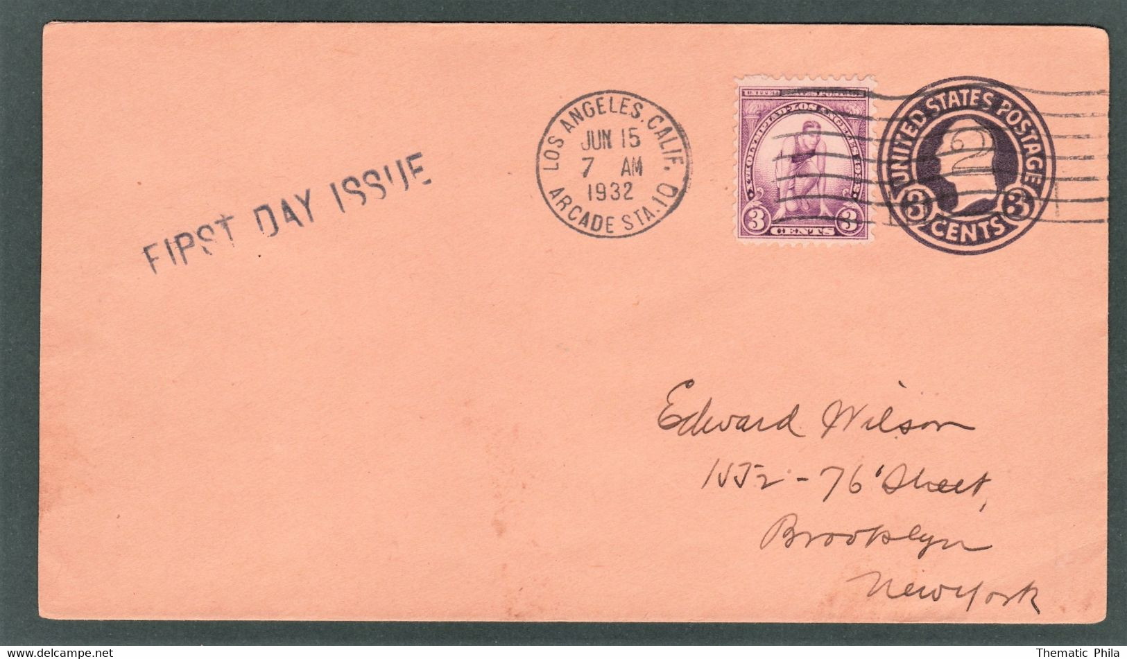 USA Olympic Games 1932 Los Angeles Circulated 15-6-1932 Athetics - Scott 718 Postal Stationary Entier - Verano 1932: Los Angeles
