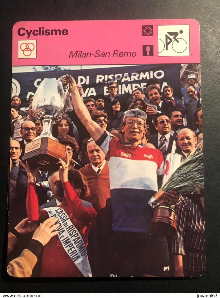 Milan - Sam Remo - Jan Raas - 1977 Editions Rencontre - Carte / Card - Cyclists - Cyclisme - Ciclismo -wielrennen - Wielrennen