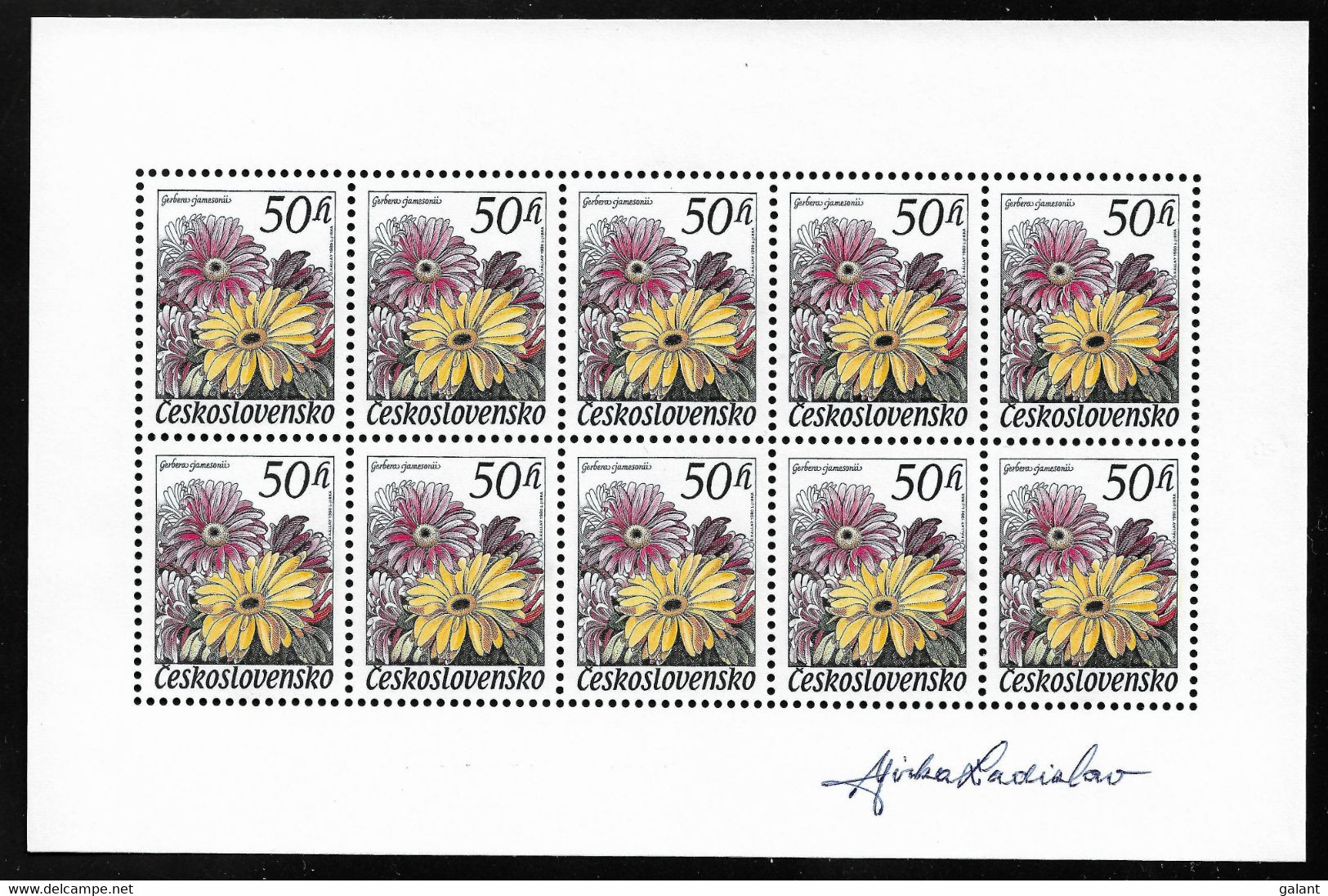 CSSR 1980 Flowers Blumen Mi. 2574 Sheetlet Signed By Engraver Ladislav Jirca Postfrisch MNH** - Ensayos & Reimpresiones