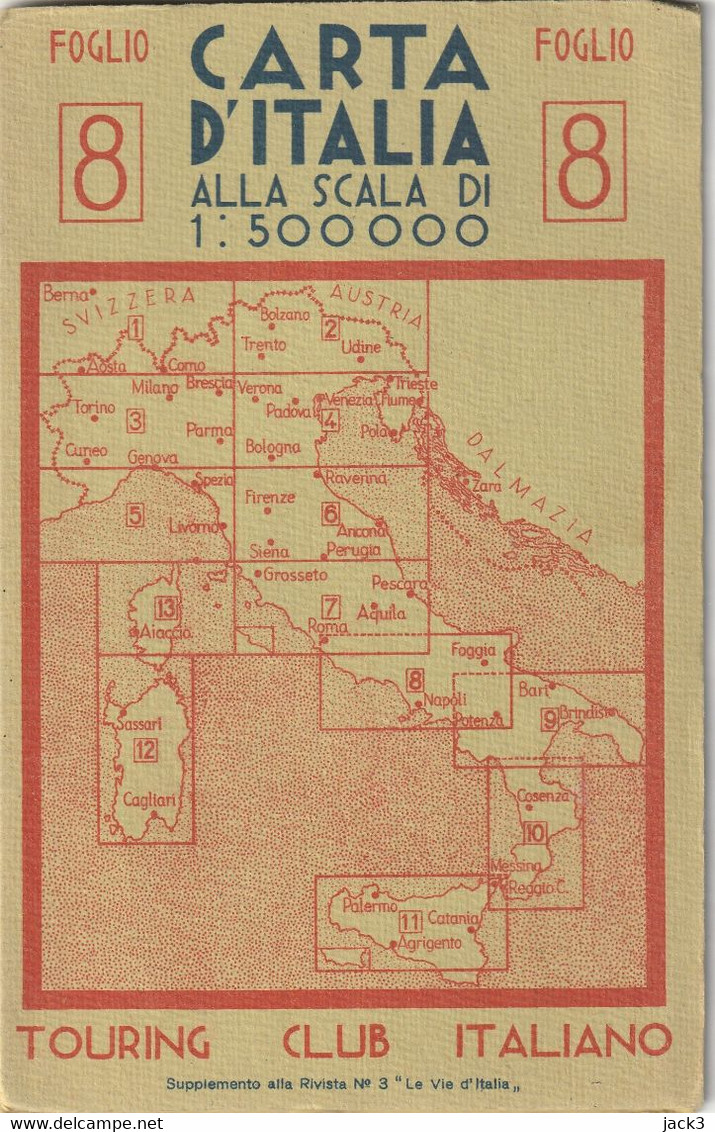 CARTA D'ITALIA SCALA 1: 500 000 - TOURING CLUB ITALIANO - Europe