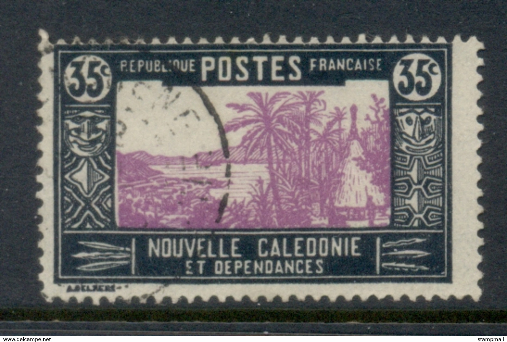 New Caledonia 1928-40 Pictorial, Landscape With Chief's House 35c FU - Gebraucht