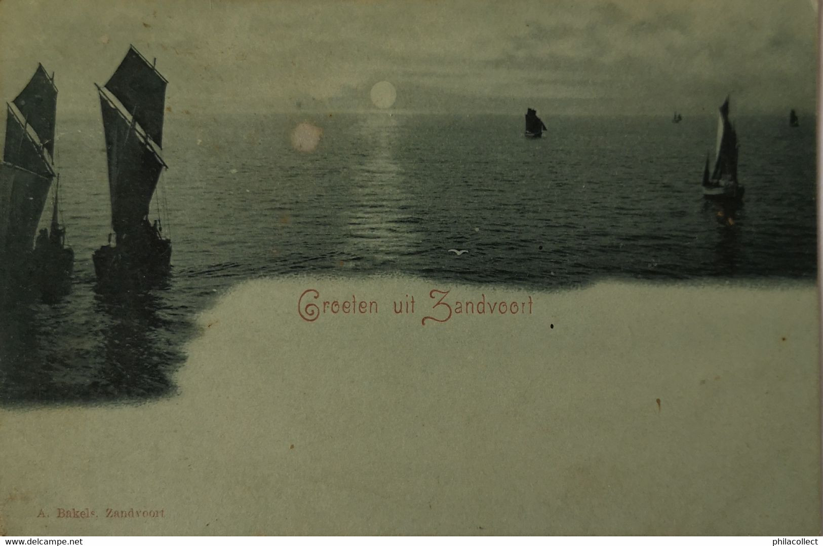 Zandvoort // Maanlicht Kaart / Groeten Uit Ca 1899 - Zandvoort