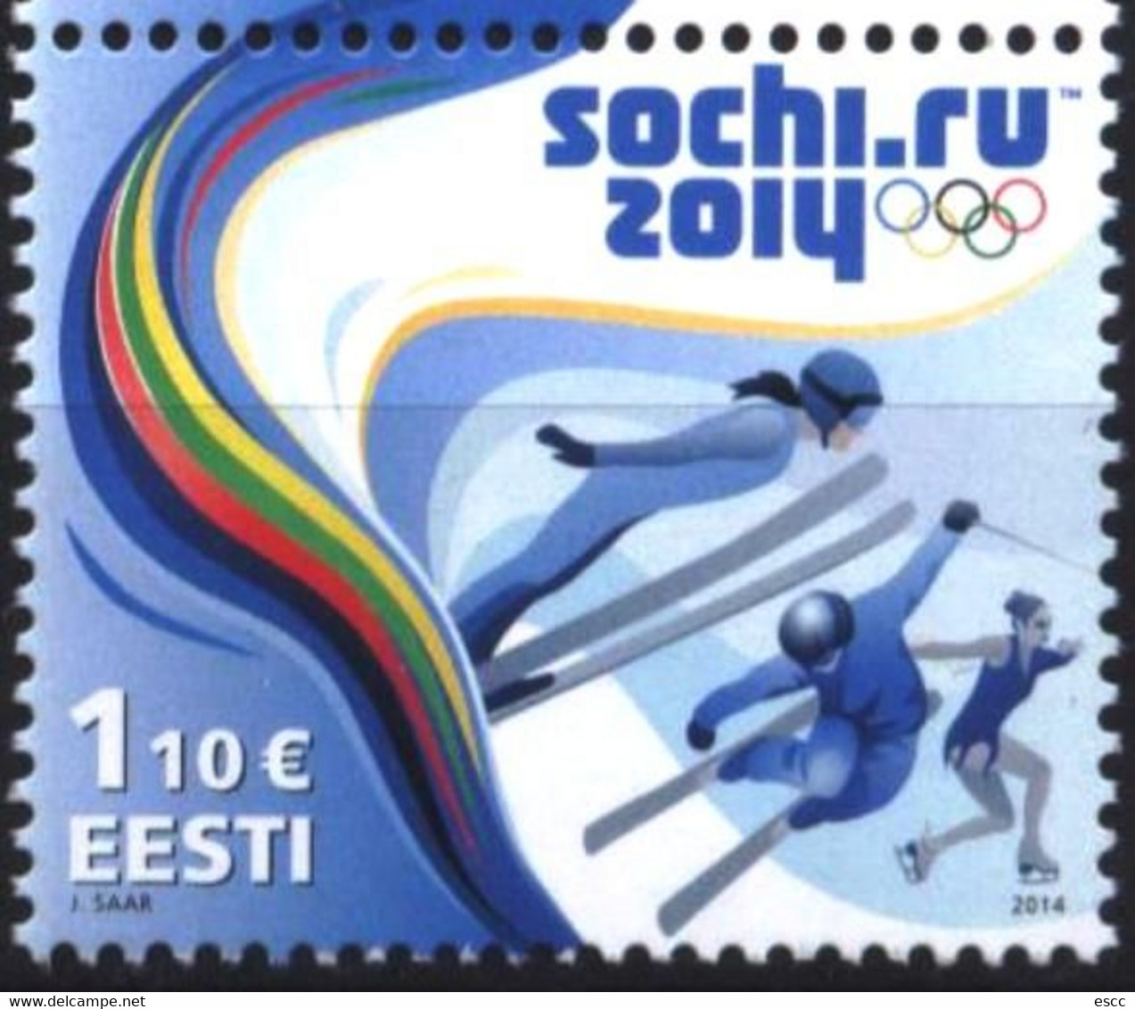 Mint Stamp Sport Olympic Games  Sochi 2014 From Estonia. - Winter 2014: Sotschi