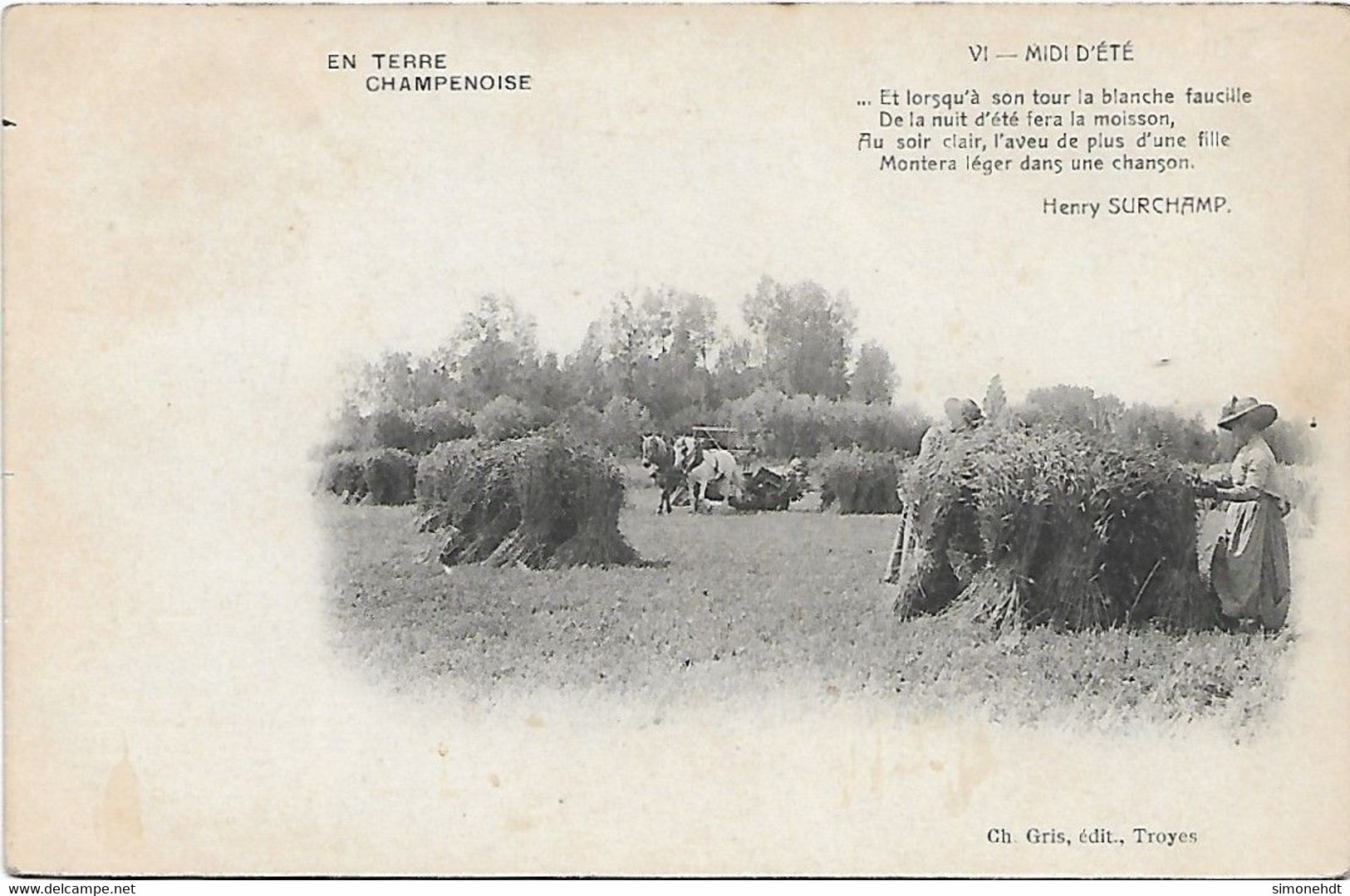 En Terre Champenoise -Midi D'Eté - Travail Aux Champs - Texte De Henry Surchamp - Champagne-Ardenne