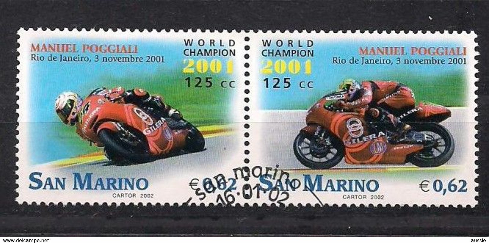 San Marino Saint-Marin 2002 Yvertn° 1791-1792 (°) Oblitéré Used Cote 3,50  € Motocyclisme - Oblitérés