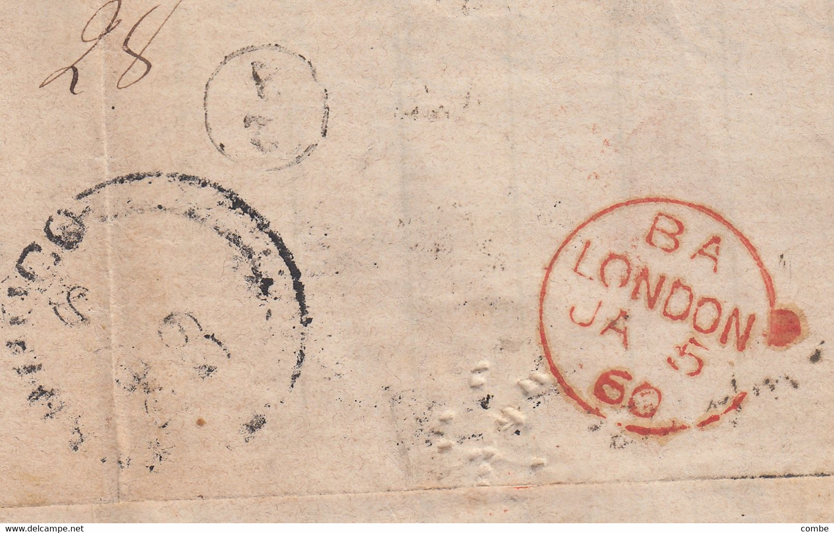 LETTRE BRESIL. PERMAMBUCO. 6 DEC 1859. GB/1F60c. POUR PARIS PAR LONDRES. TAXE 8 - Prephilately