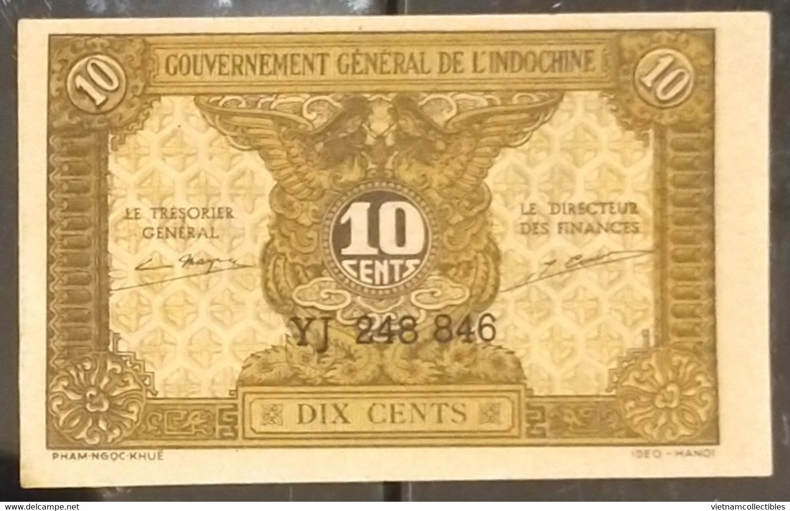 French Indochine Indochina Vietnam Viet Nam Laos Cambodia 10 Cents UNC Banknote Note Billet 1942 - Pick # 89a / 2 Photos - Indocina