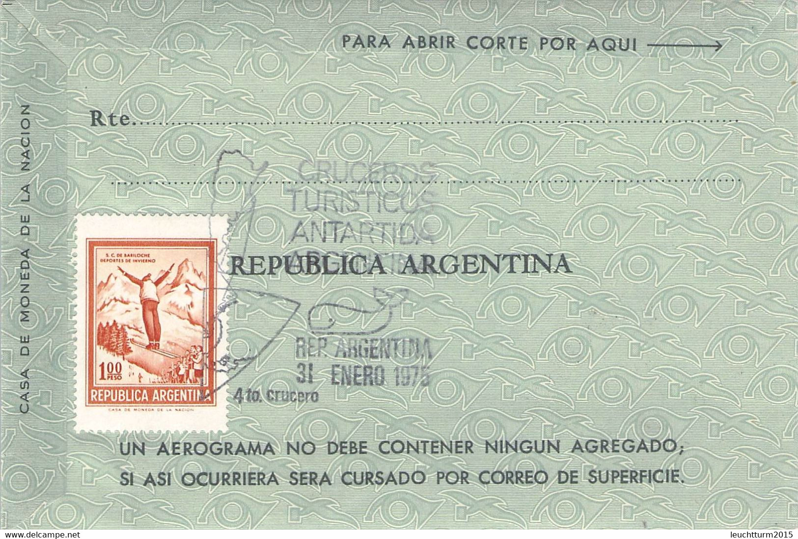 ARGENTINA - AEROGRAMME 11 P Uprated 1975 / ZO170 - Poste Aérienne