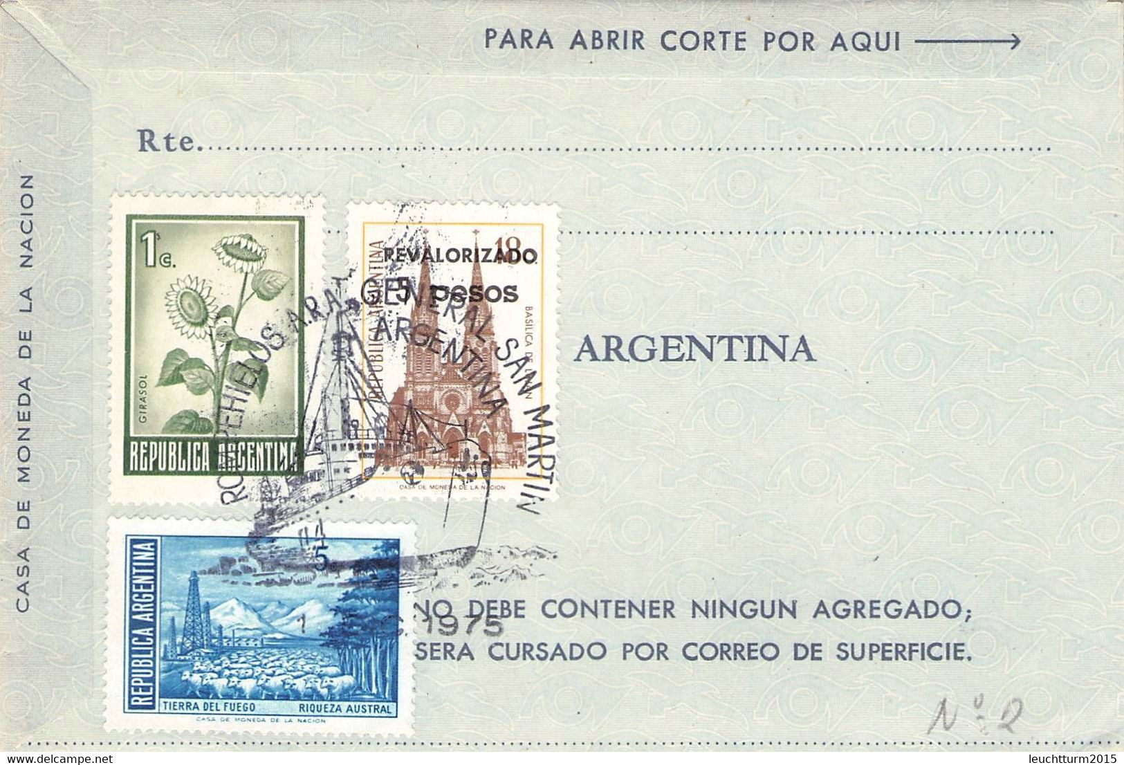 ARGENTINA - AEROGRAMME 18 P Uprated 1975 / ZO175 - Poste Aérienne