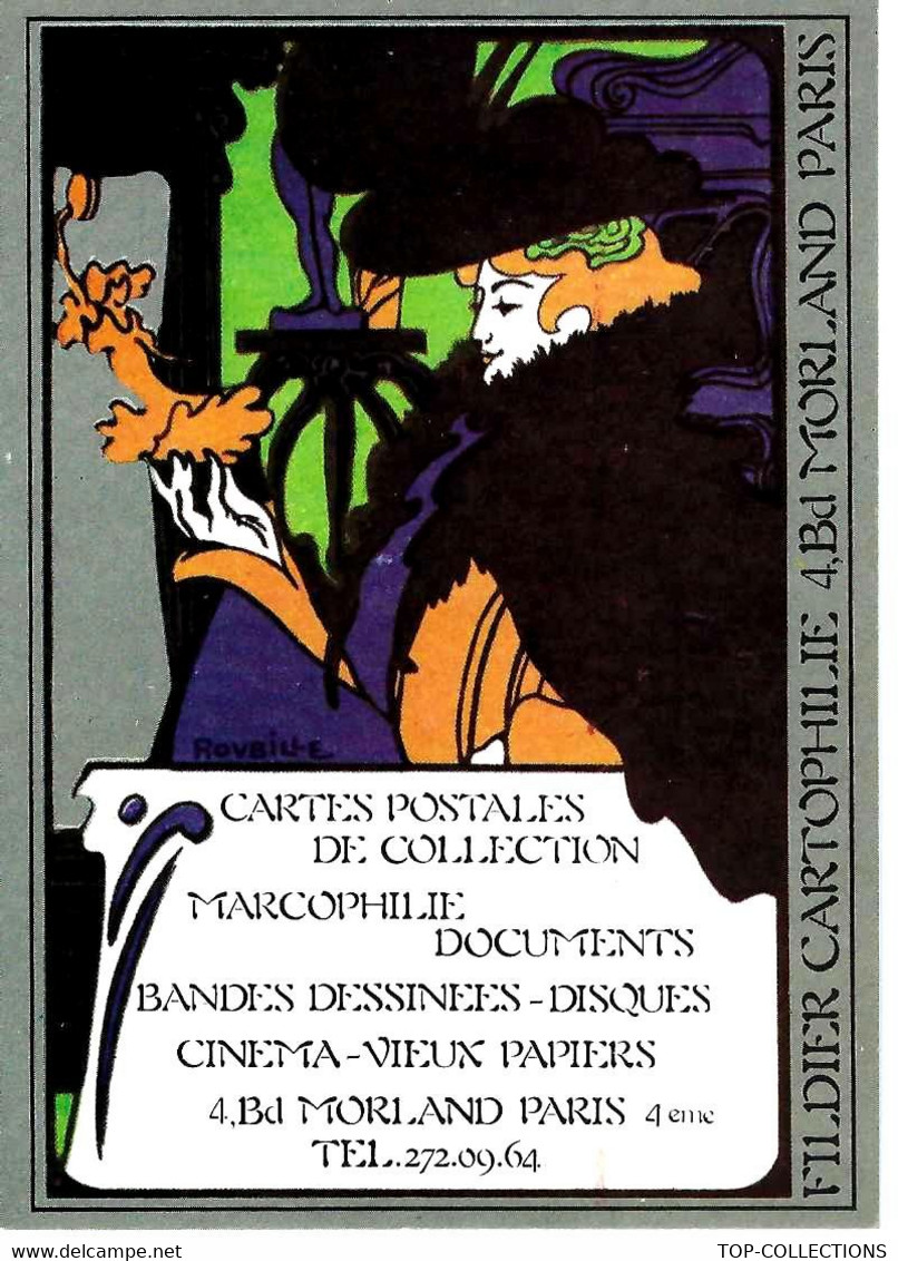 CARTE COULEURS ART NOUVEAU FILDIER CARTOPHILIE Bd Morland Paris - Publicités